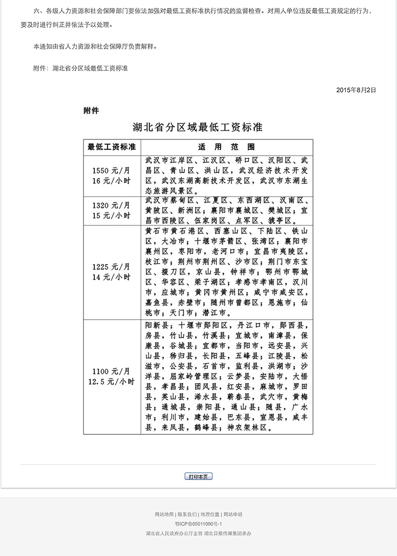 省人民政府關于調(diào)整全省最低工資標準的通知1